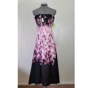 Formal Windsor pink and black floral print dress